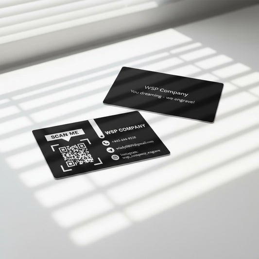 Black Gloss Engraved Business Cards – Custom Design – 100 pack